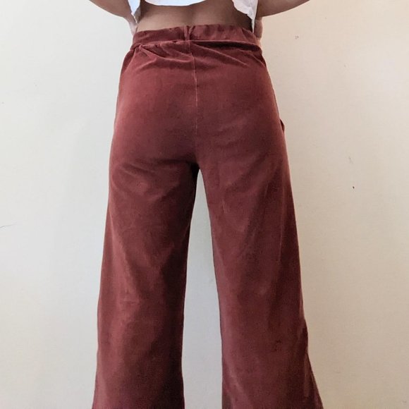 70s burgendy brown corduroy high waisted pants - Picture 3 of 4